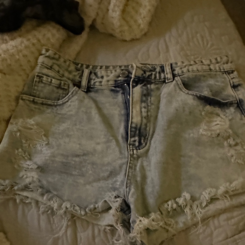 SHEIN Light Blue Ripped Jean Shorts
